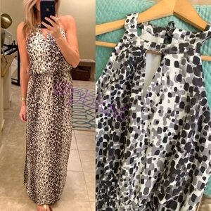 Banana Republic Gray Print Maxi Dress